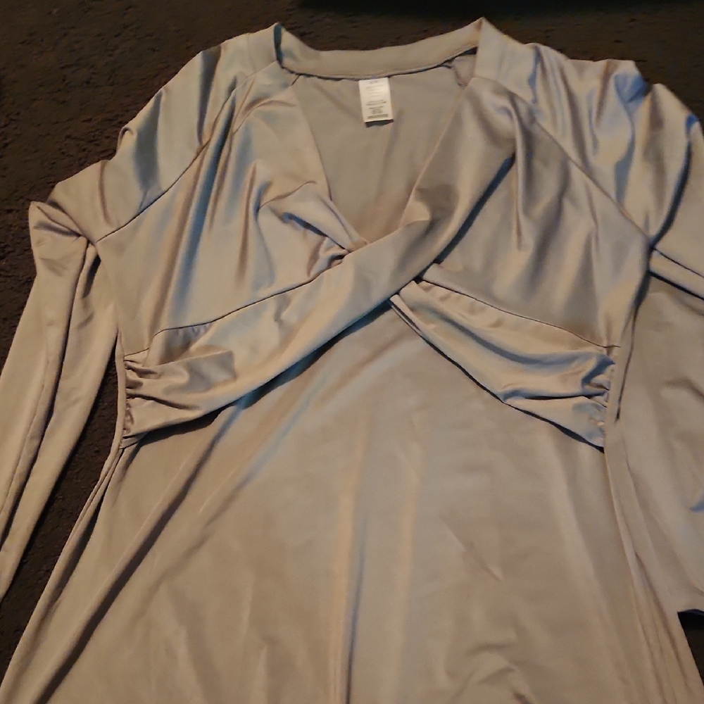Elegant Gray Long Sleeve Blouse